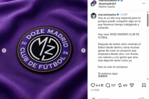 马塞洛宣布成立足球俱乐部Doze Madrid,队名致敬在皇马球衣号码配图